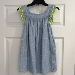 Vineyard Vines Light Blue Dress with Neon Green Accents